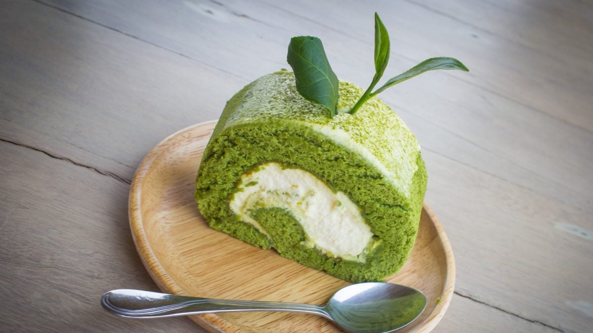 Matcha-Biskuitrolle