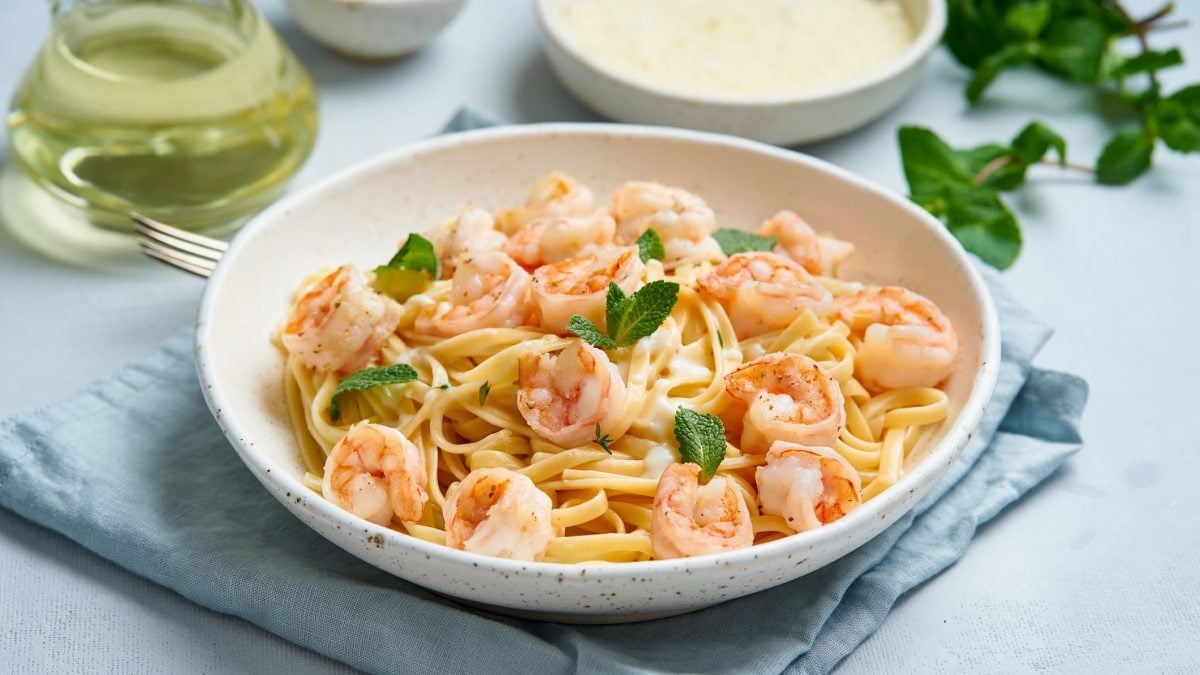 Tagliatelle mit knackigen Garnelen
