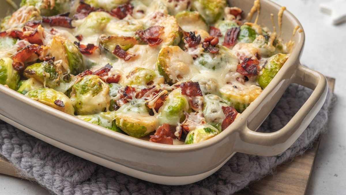 überbackener Rosenkohl mit Speck